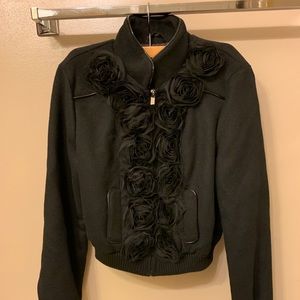 Black Bomber with Rose Detail